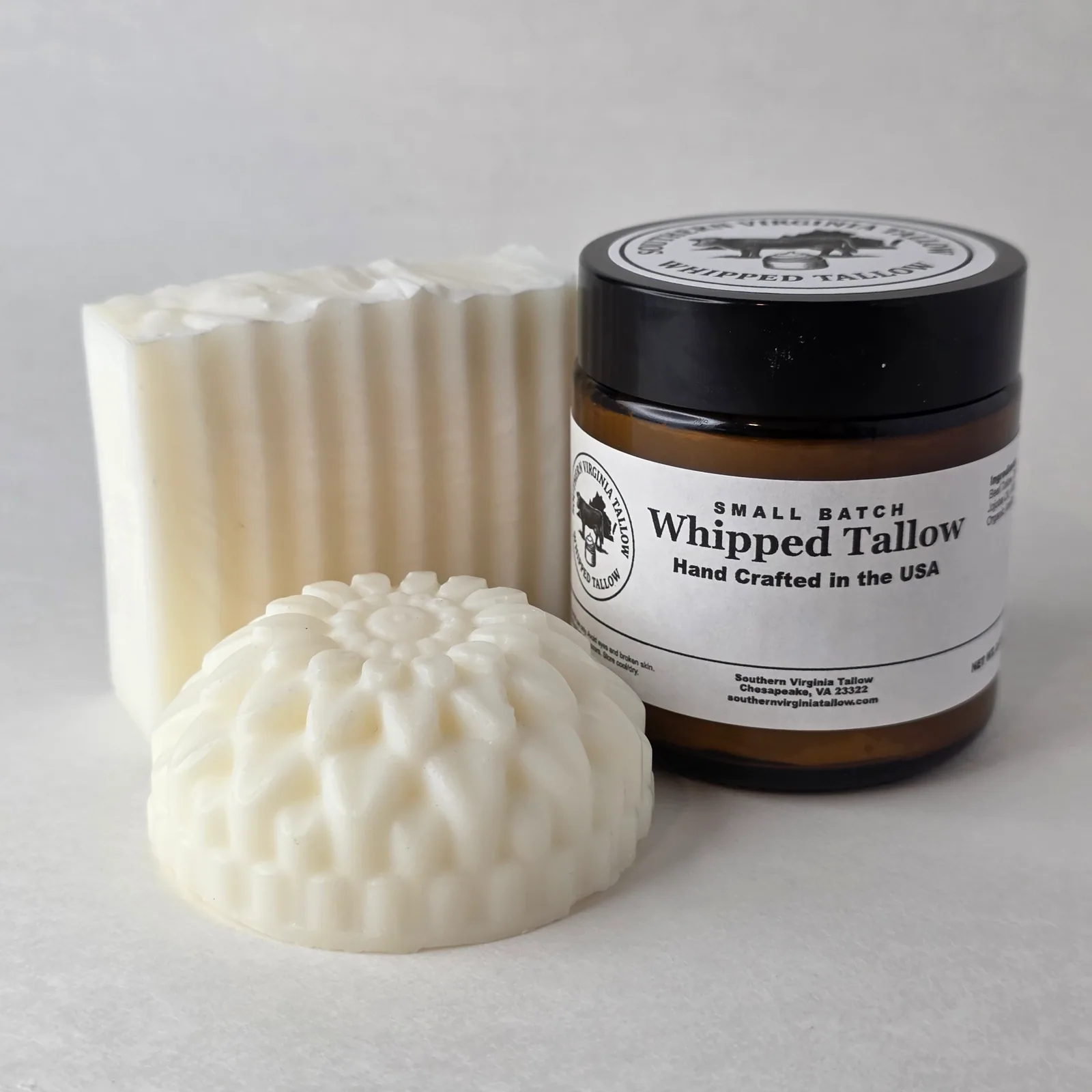 Whipped Tallow with traditional and decorative Tallow Soap